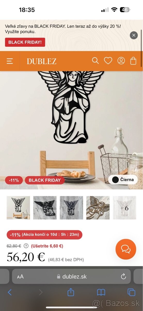 Drevený obraz anjel na stenu - 2