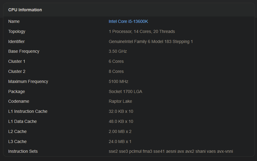 Intel Core i5 13600K - 2