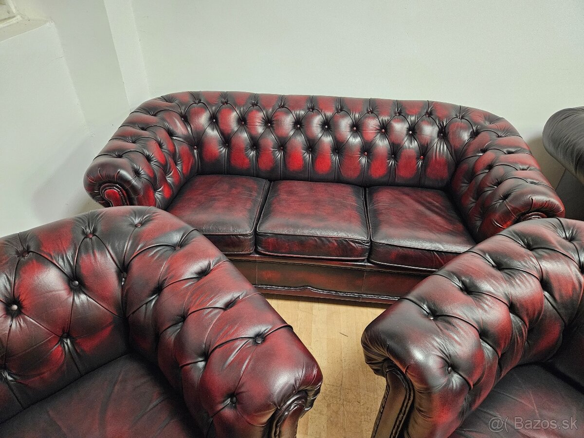 CHESTERFIELD ŠTÝL KOŽENÁ 3+1+1+1,NEROZŤAHOVACIA - 2