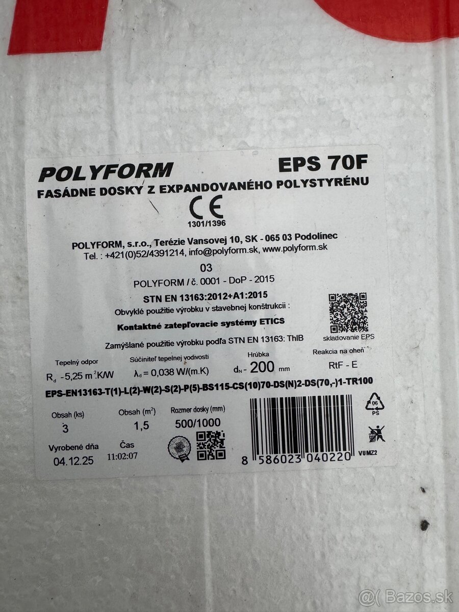 Fasádny polystyrén Polyform 200mm - 2