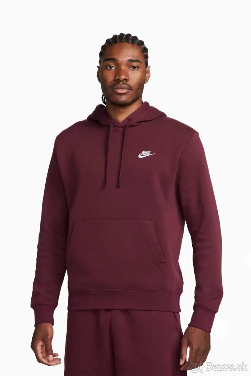 Nike Club Mikina Fleece Pullover Burgundy - 2