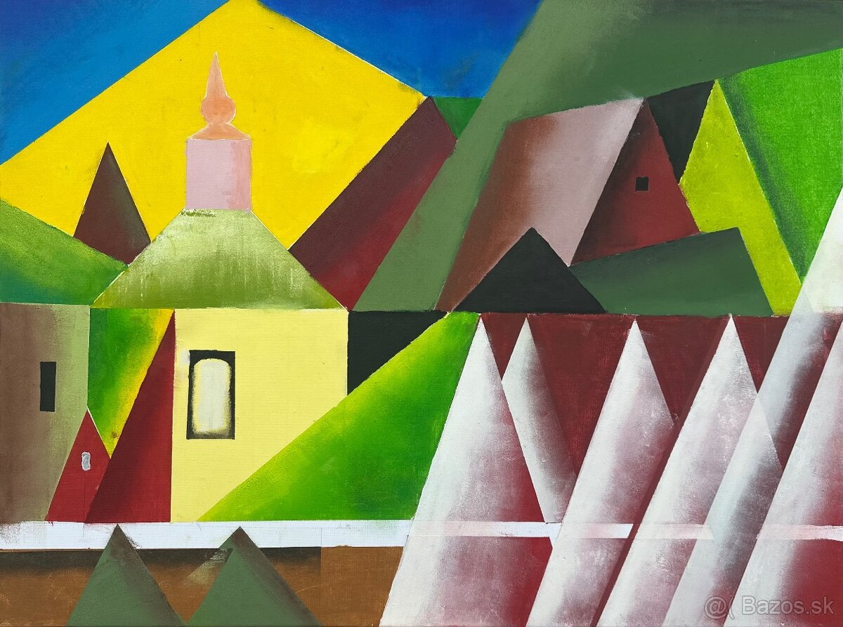 Vlkolínec olej na plátne v živých farbách - 2