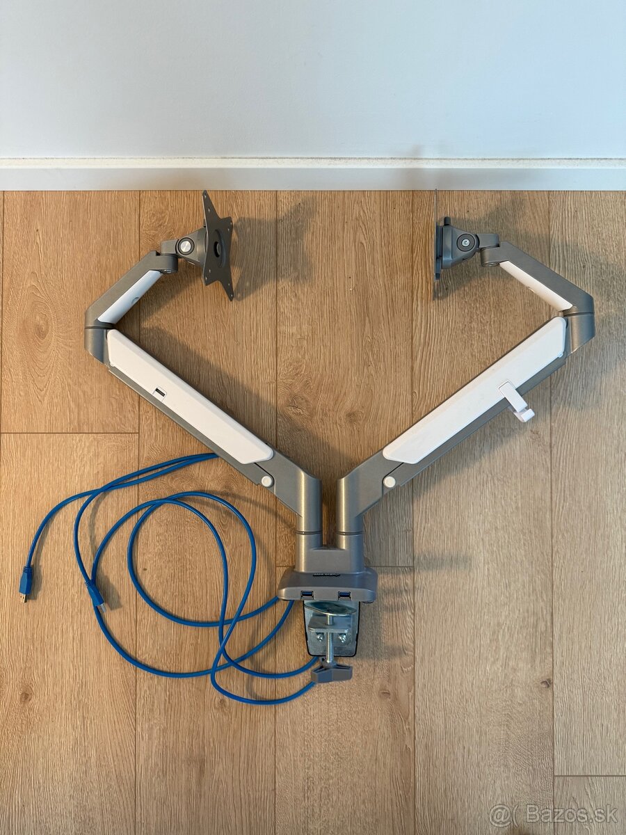 Držiak na 2 monitory AlzaErgo – Space Saver (strieborný) - 2