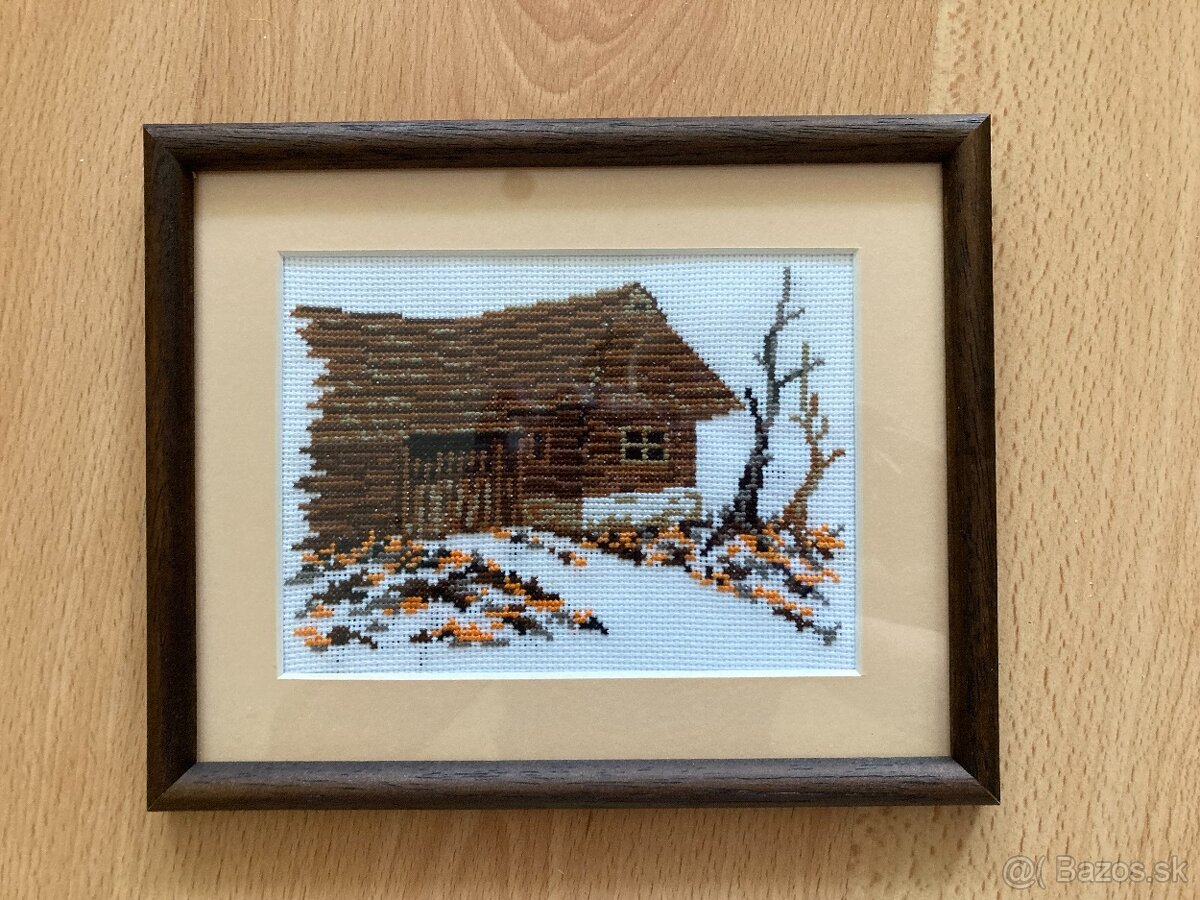 Vyšívané obrazy - slovenské drevenice - 2