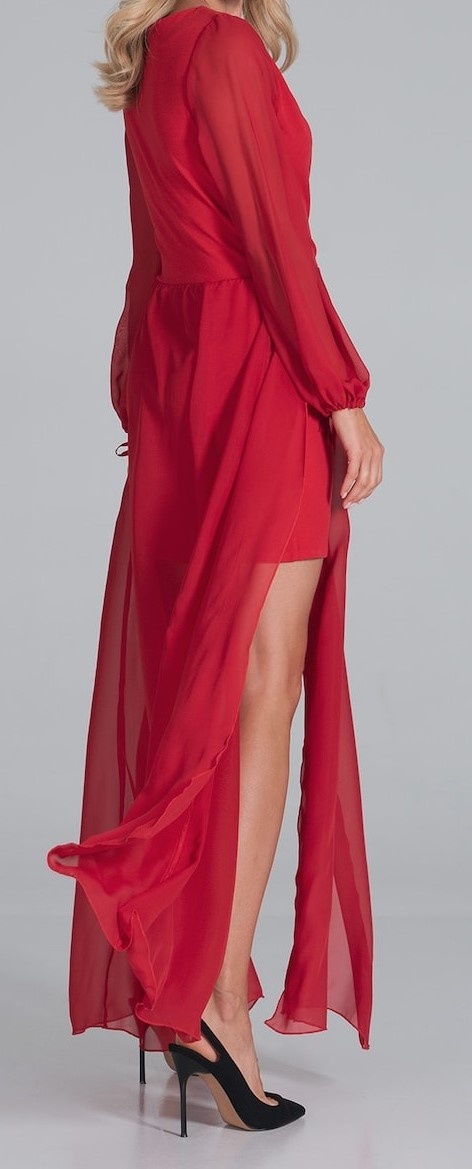 červené šaty spoločenské s krátkou sukňou - 2