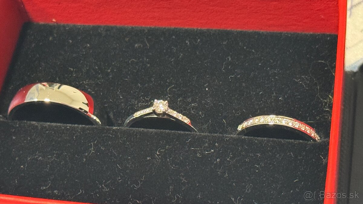 Diamantové prstene, obrúčky + zásnubný, - 2