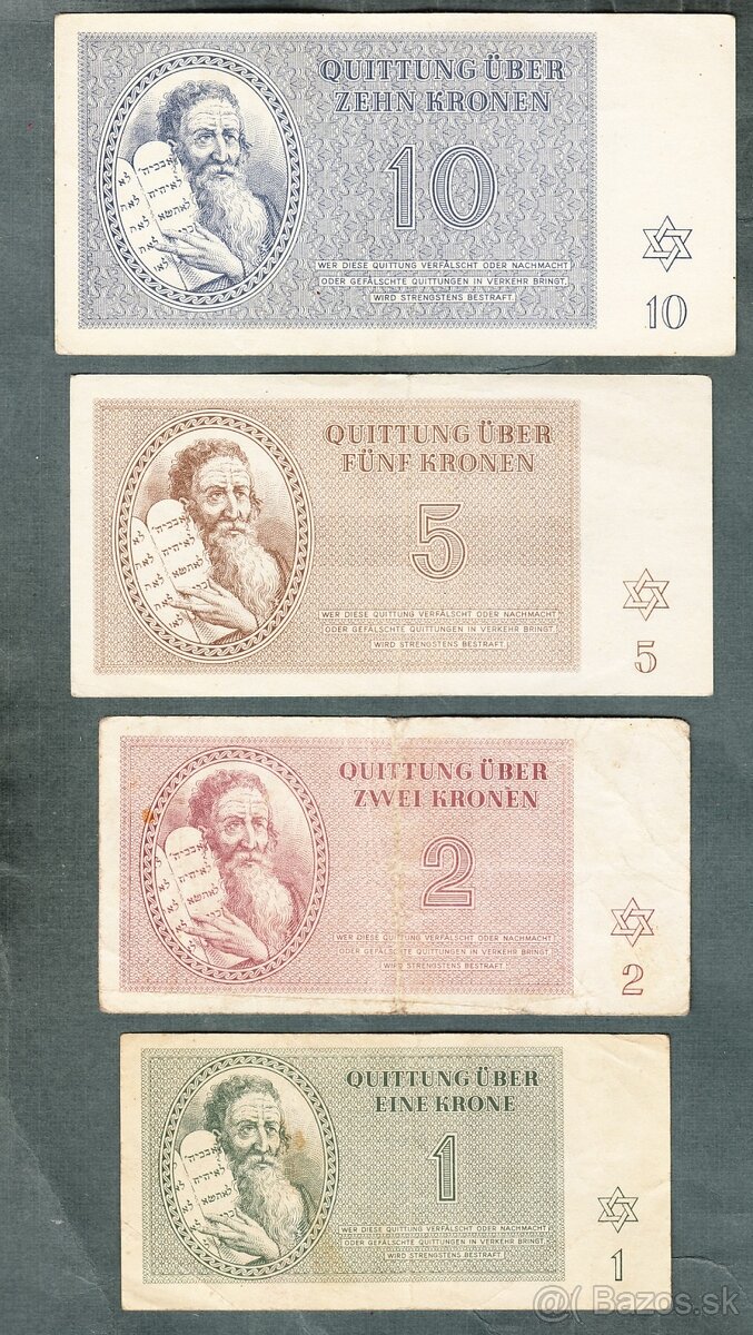 Staré bankovky KOMPLET SESTAVA židovského ghetta TEREZÍN, or - 2