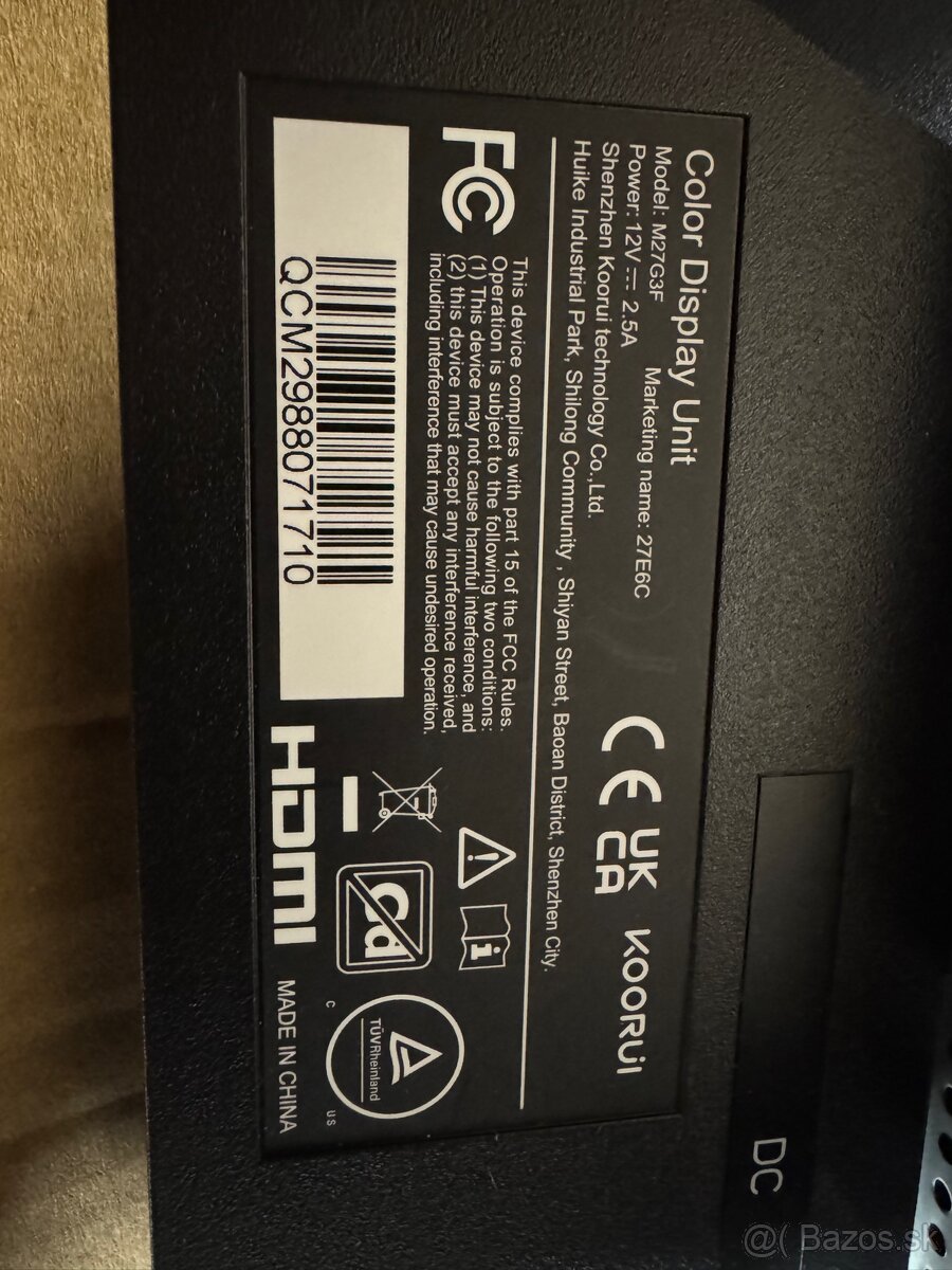 Monitor LCD Koorui M27G3F na diely - 2