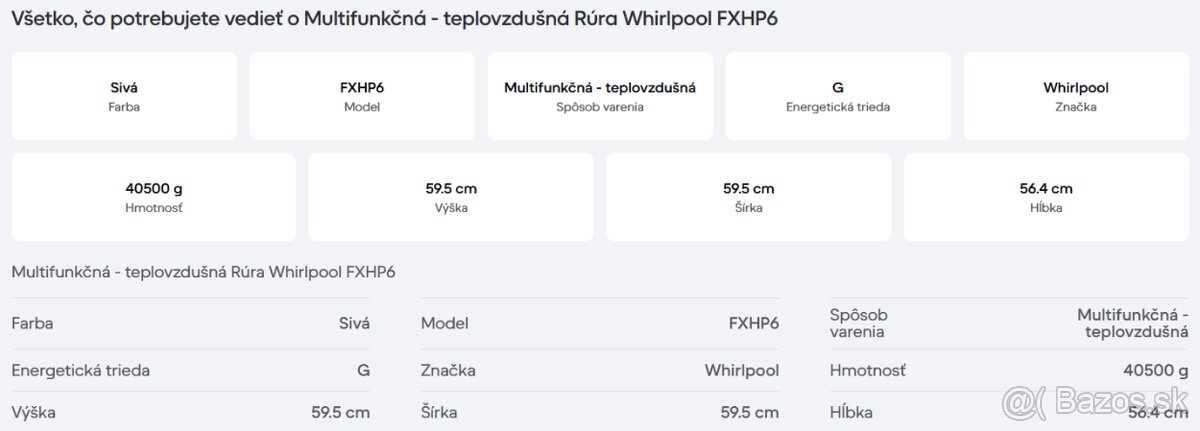 Whirlpool FXHP6 - Vstavaná el. teplovzdušná rúra - 2