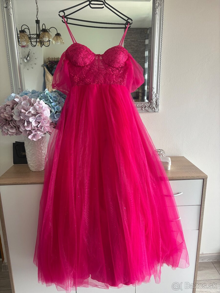Ružové spoločenské šaty 38/M - 2