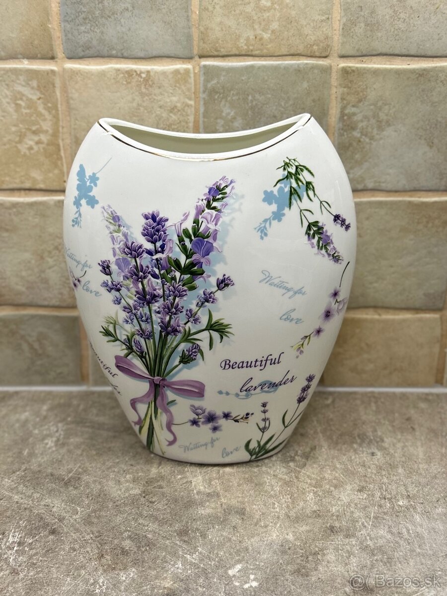 Porcelánová vintage váza (levanduľa) - 2