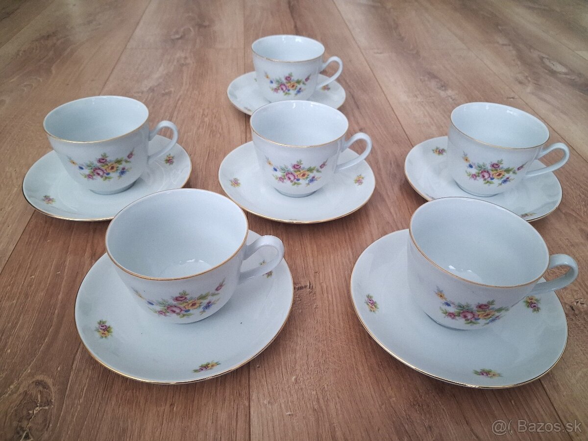 Porcelánová kávová sada - šálky + podšálky - 2