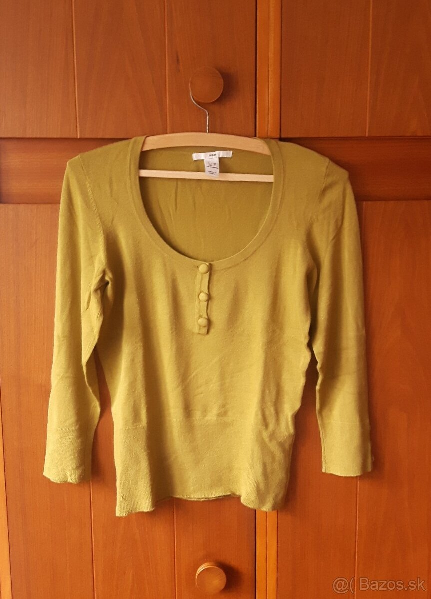 Pekný zelenkavý pulóver 3/4 rukávy - 2