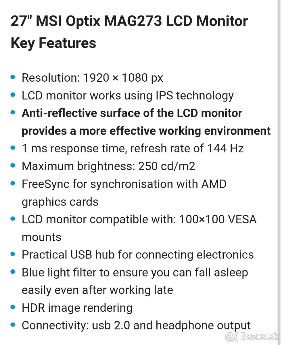 LCD Monitor 27" MSI Optix MAG273 - 2