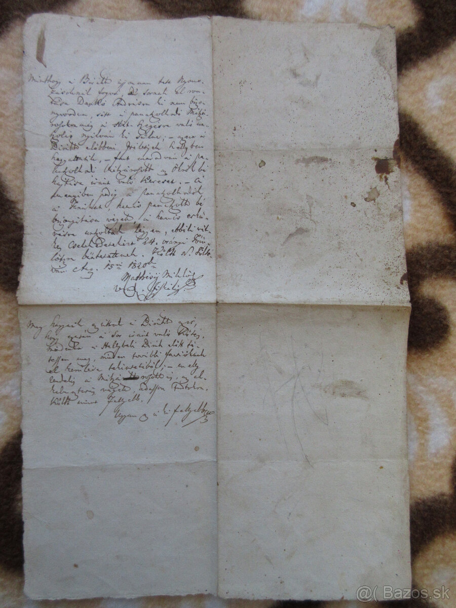 Listina Jelšava r. 1820 - 2