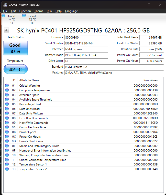 SK hynix 256GB NVMe M.2 SSD (HP OEM) - 2