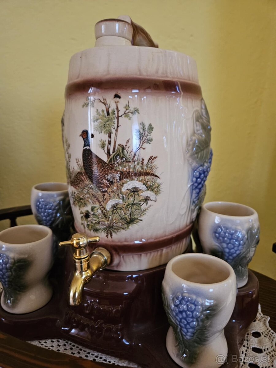 Súdok s pohárikmi - keramický - 2