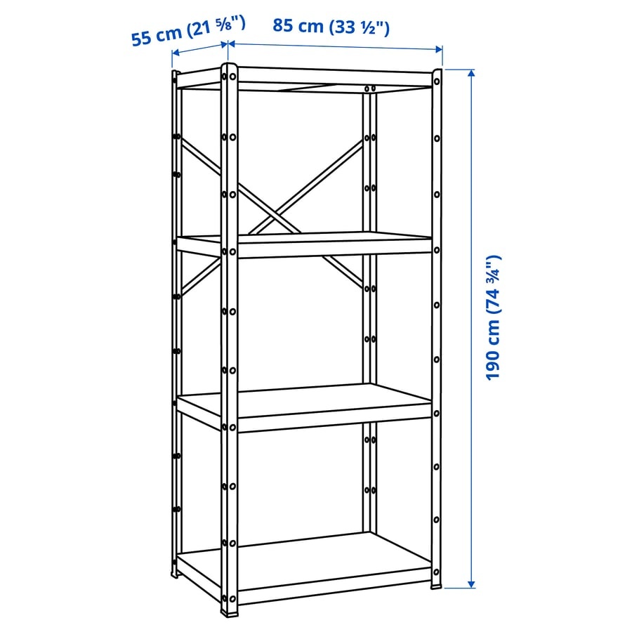 Ikea Bror - oceľové regále 85x55x190 cm - 2