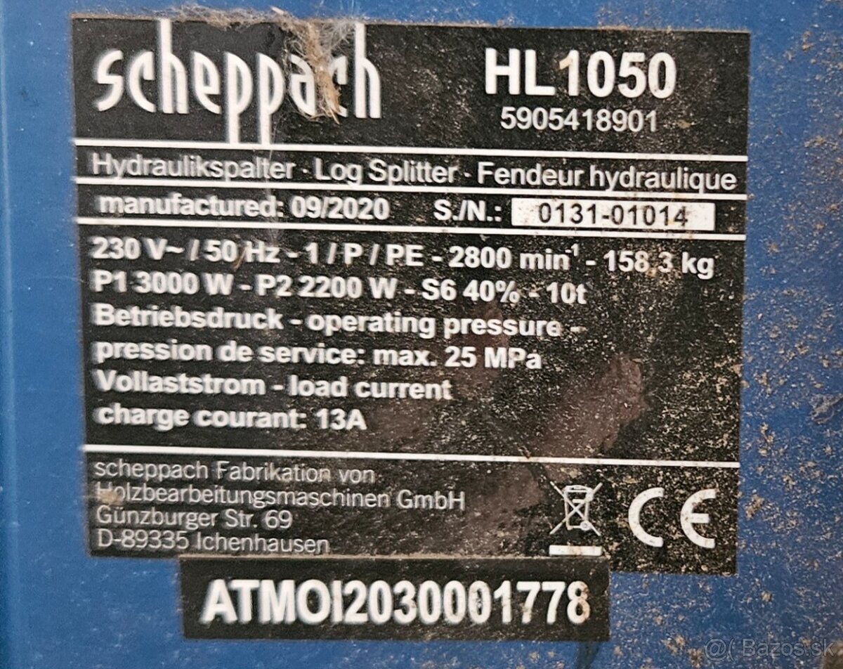 Štiepačka na drevo Scheppach HL 1050, 10t (230 V) - 2