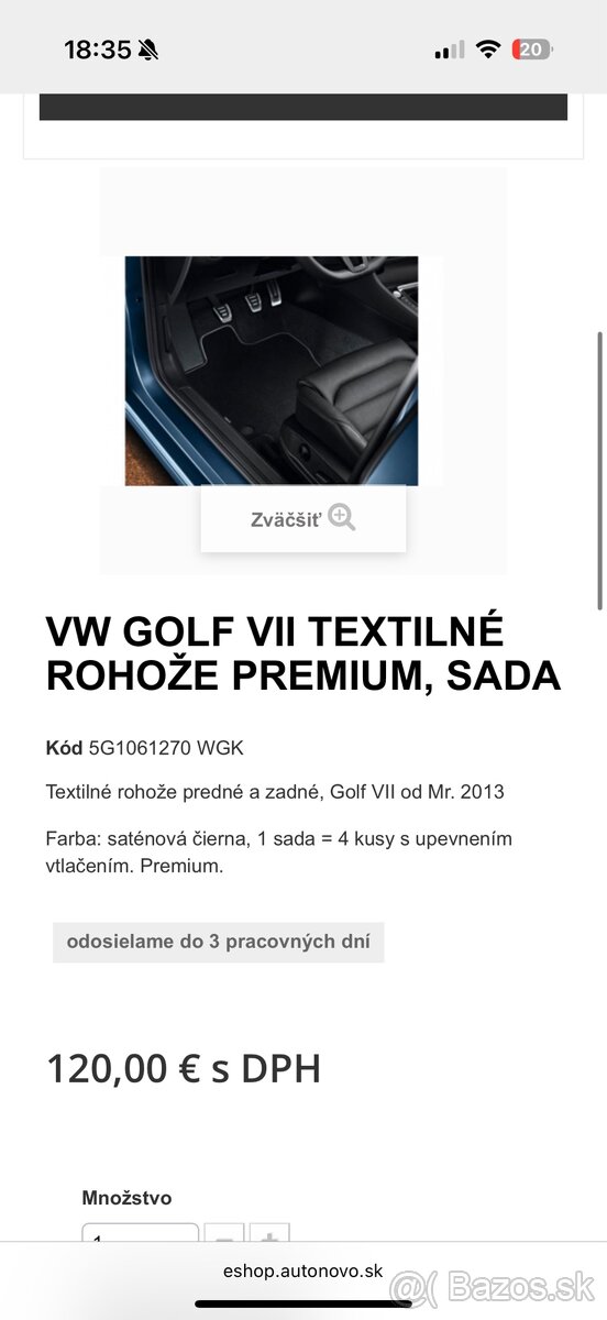 koberceky do auta, Golf 7 - 2