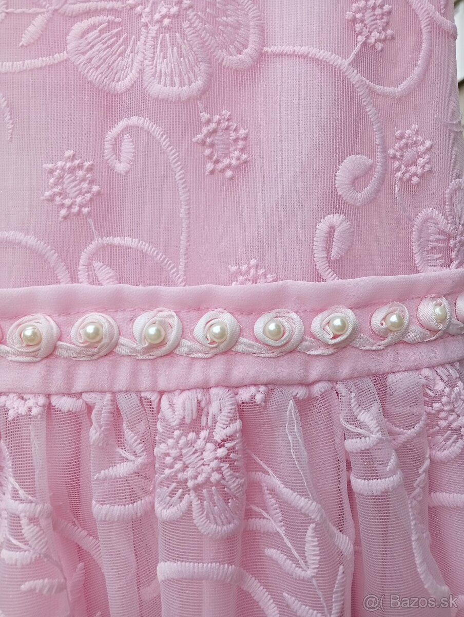Ružové šaty dievča+ biele tielka 5 - 2