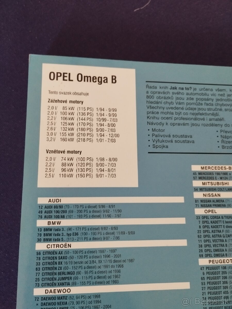 Predám príručku Opel omega b - 2