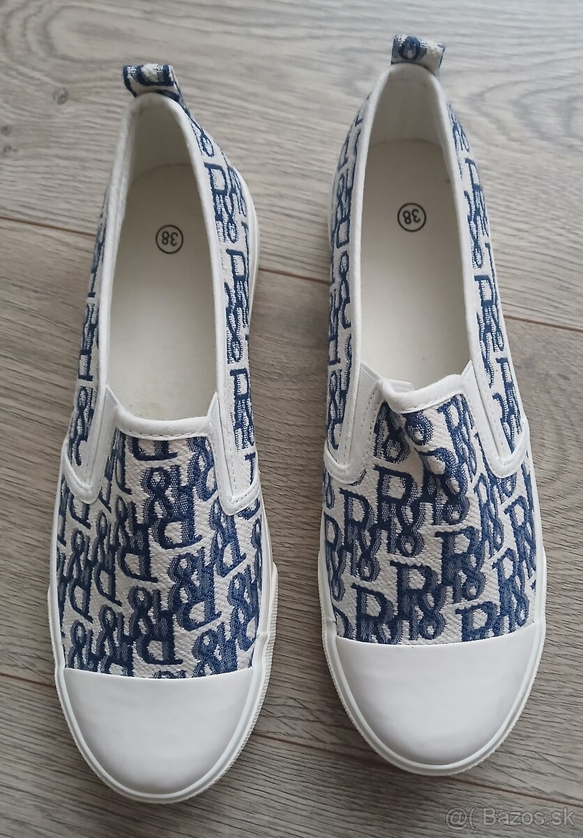 Bielo modre slip on tenisky - 2