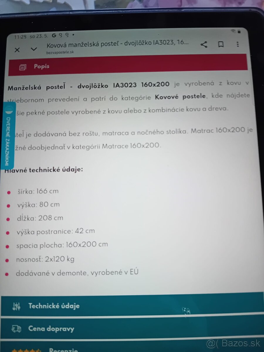 Postel na predaj - 2