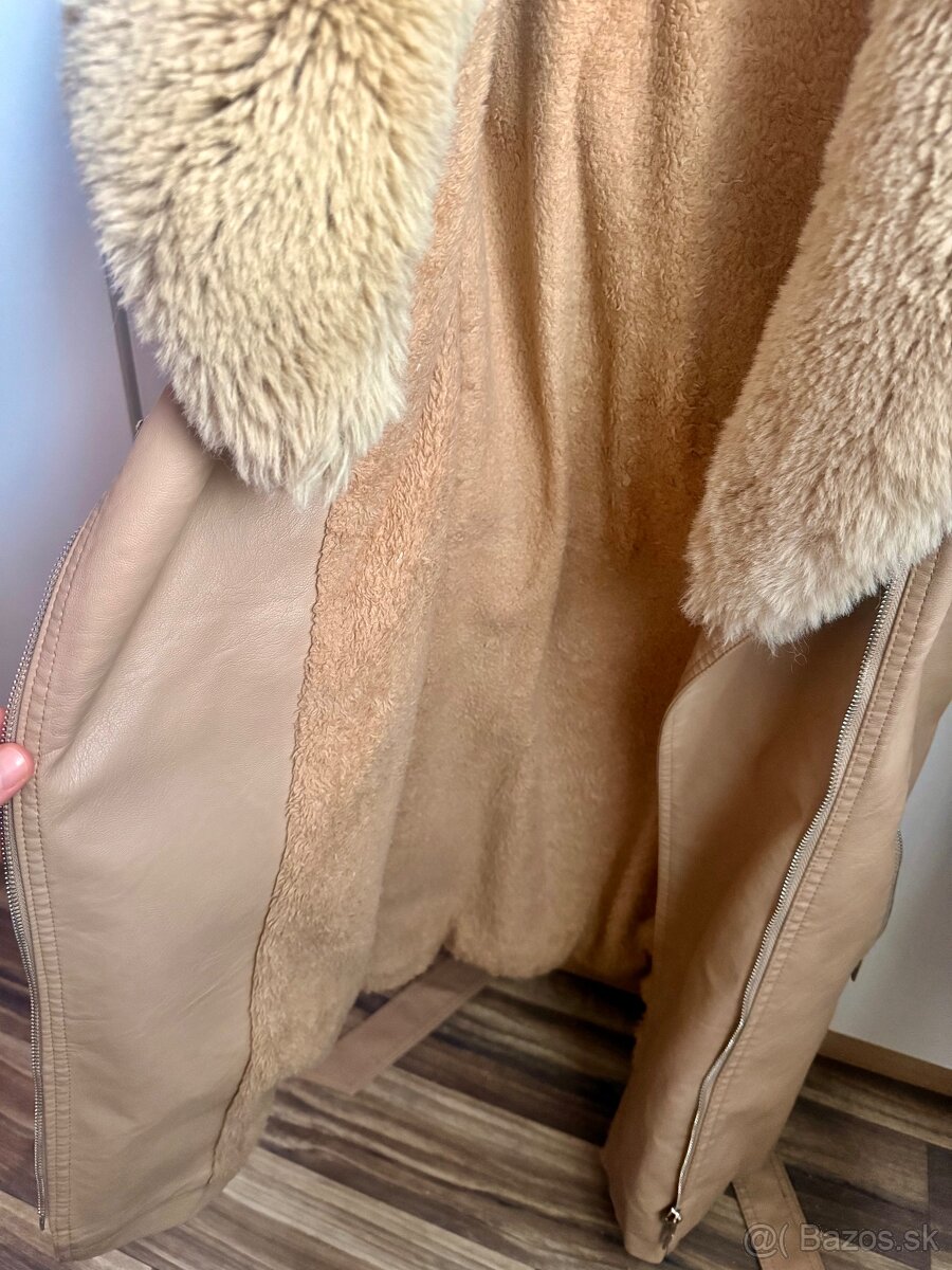 Dámsky zateplený kožený kabát - 2