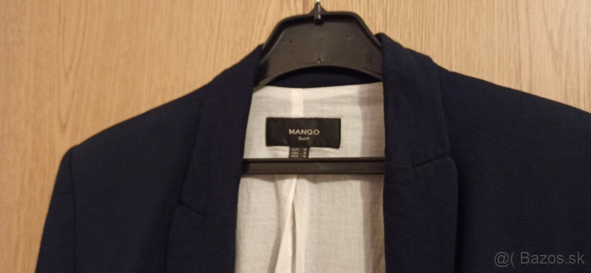 Zľava MANGO tmavomodré sako 100% bavlna - 2