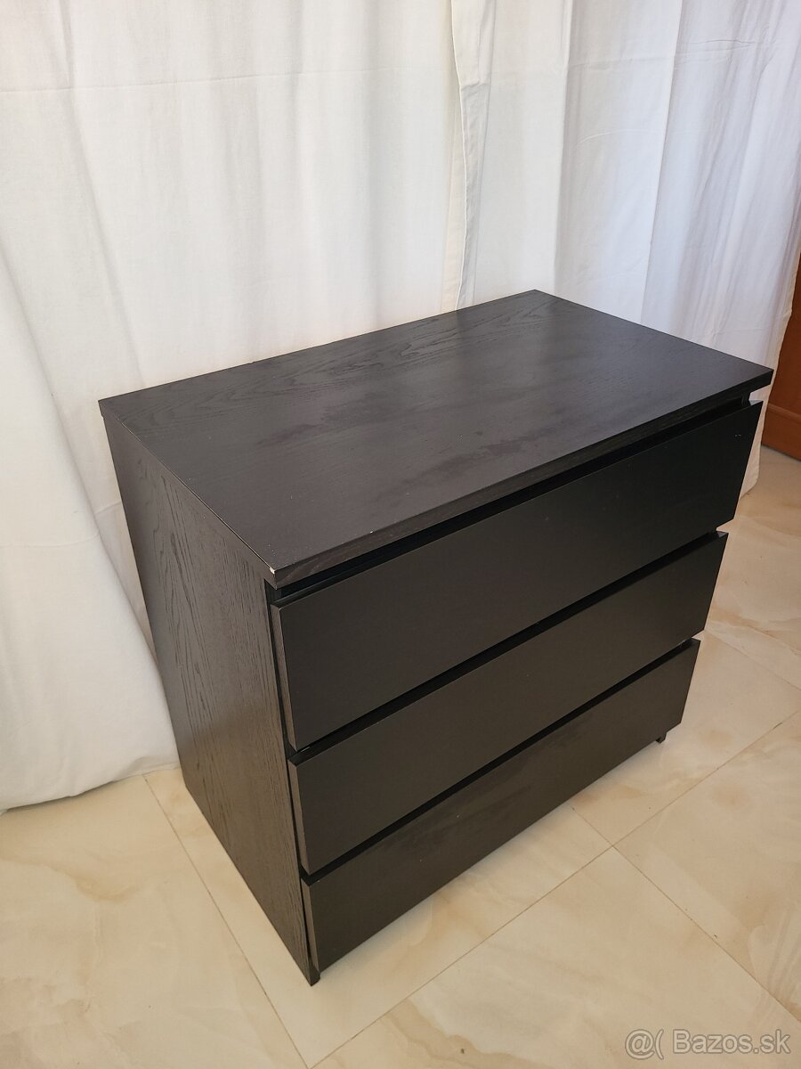 Predám 2ks komoda IKEA MALM čierna so sklom - 2