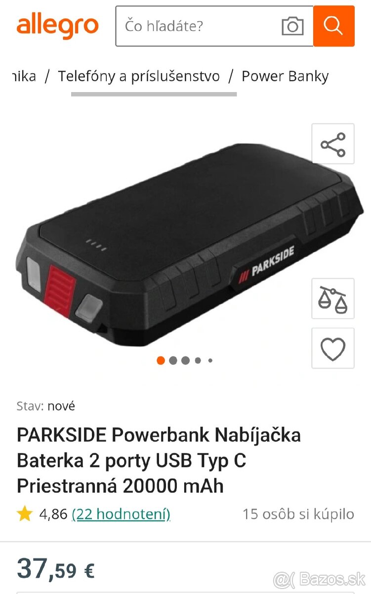 NOVÁ Parkside Powerbanka 20000mAh Vodeodolná Fan edition - 2