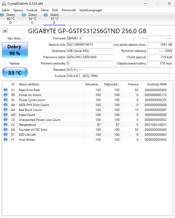 Gigabyte SSD 256GB, GP-GSTFS31256GTND - 2