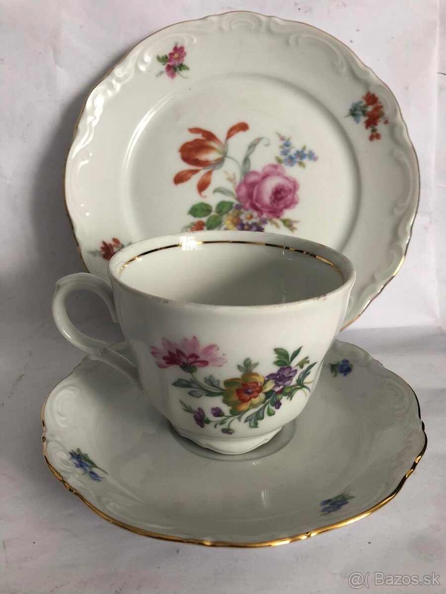 Prekrasny zdobeny starozitny kvetovany trojset kvety - 2