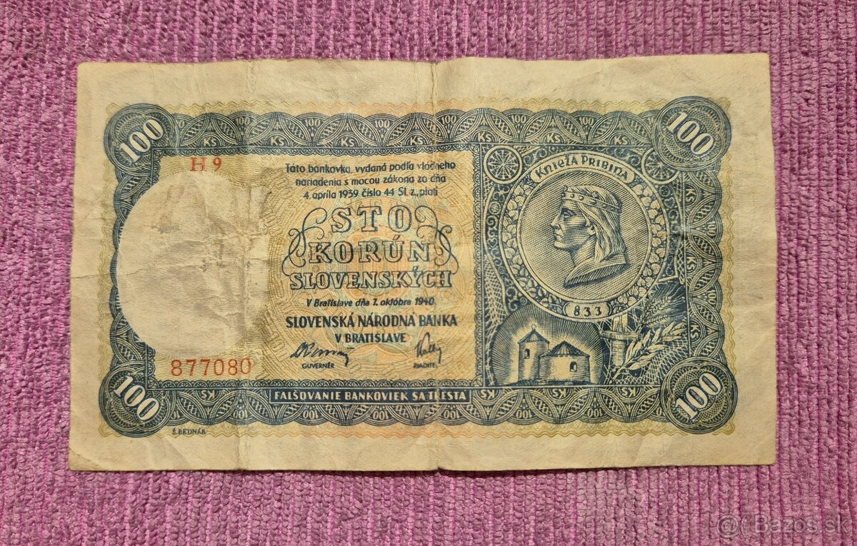 100 Korún Slovenských 1940 - 2