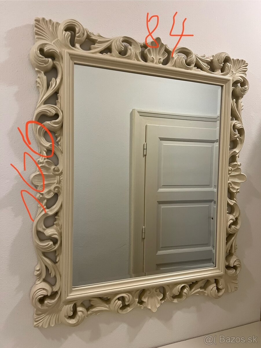 Komoda a zrkadlo - drevo, krémová farba - 2