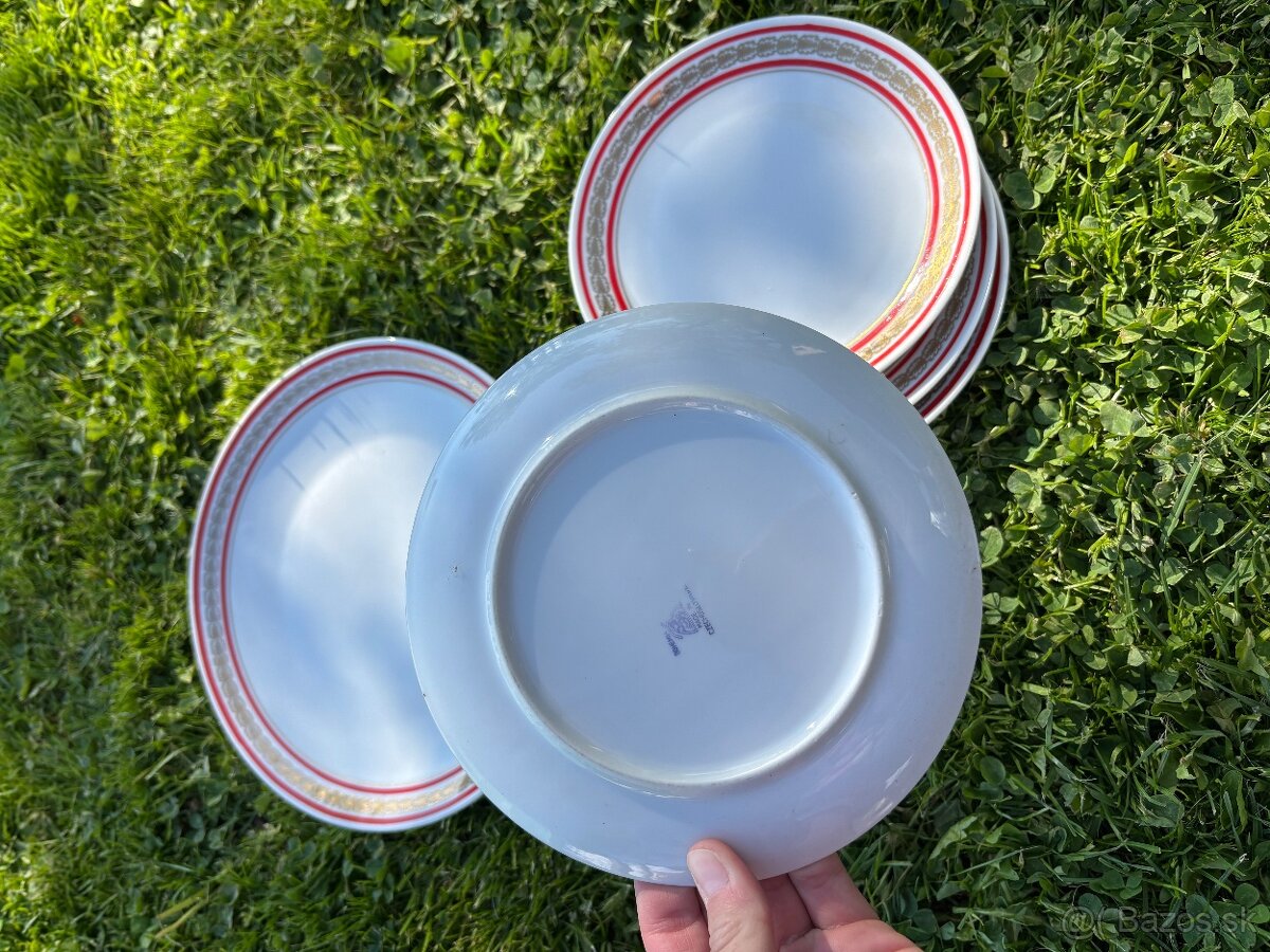 Starožitné dezertné tanieriky+veľký servírovací tanier - 2