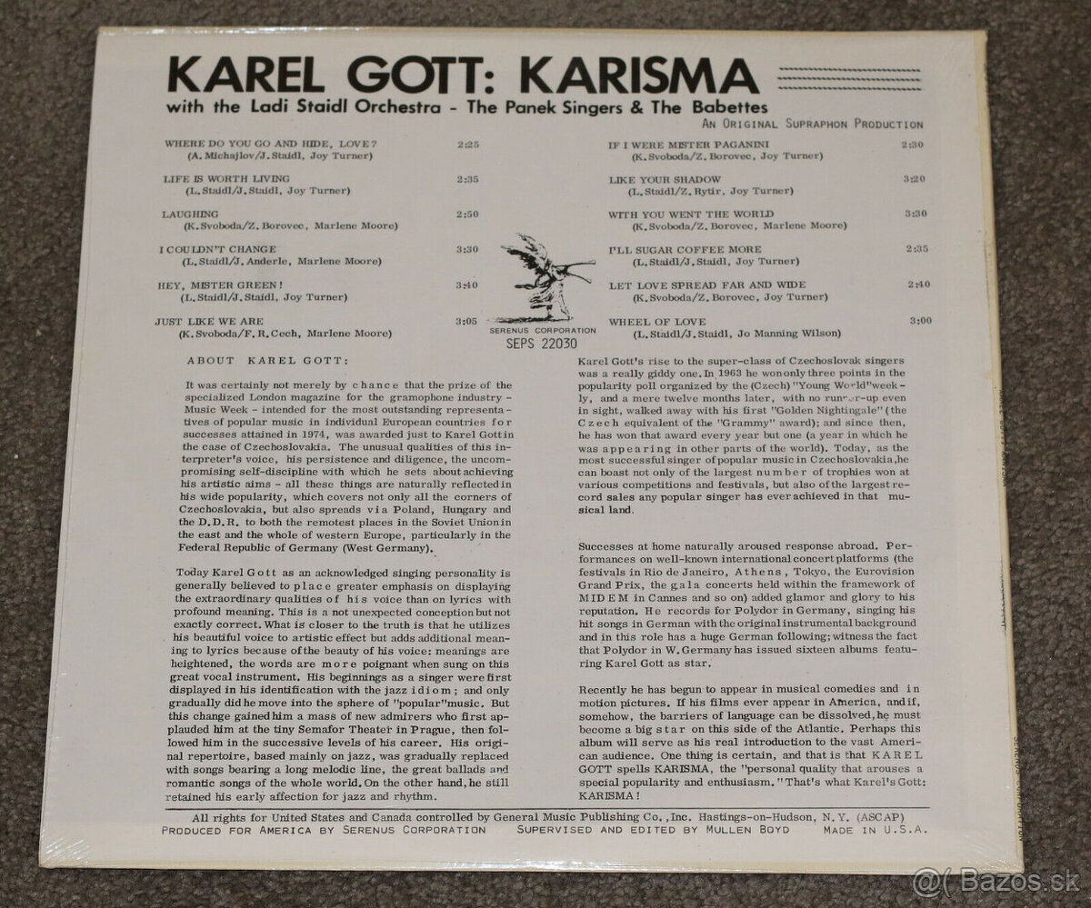 LP Karel Gott - Karisma ( USA - Rarita ) - 2