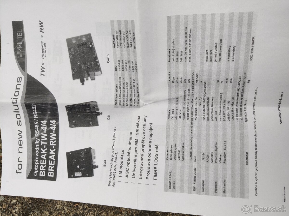 optický prevodník/extender pre RS485/RS422 - 2