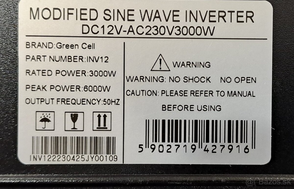 Predam menič napätia 12V - 230v - 2