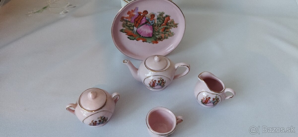 Růžový a bílý retro porcelán - 2