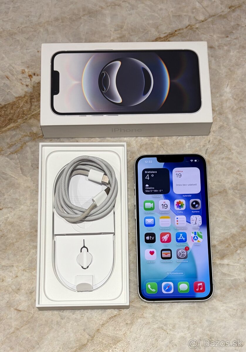 Predám iPhone 16e White 128 GB, 100% stav, v záruke - 2