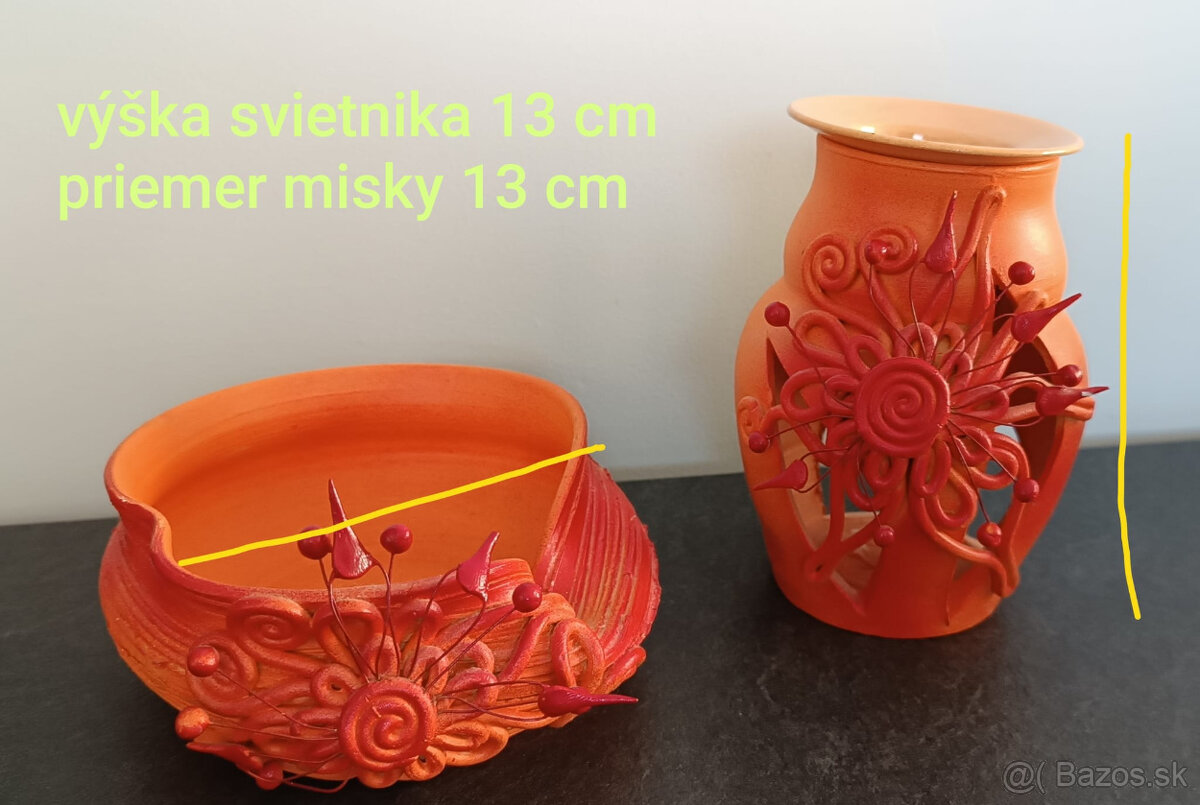 Predám keramický svietnik a misku - 2