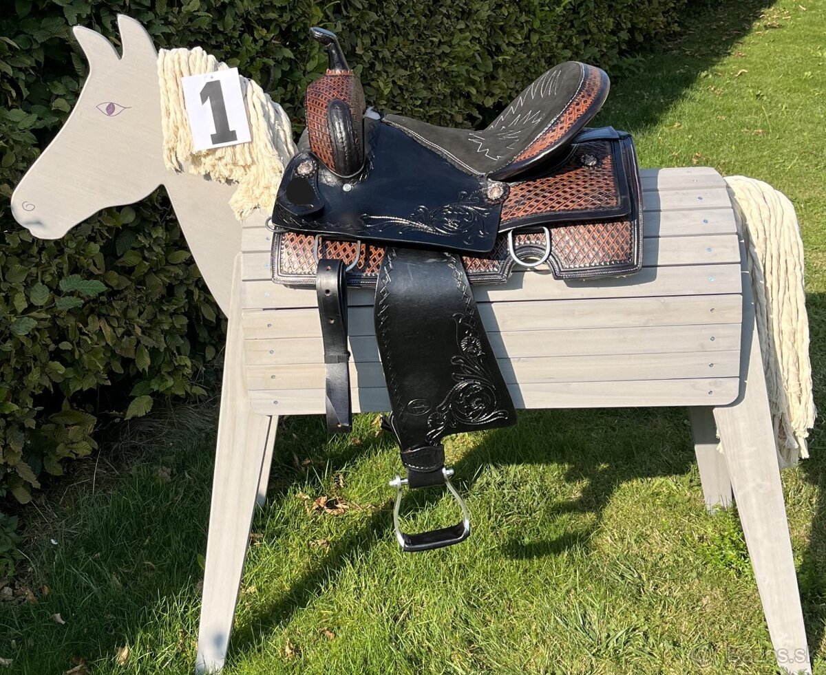 Westernový sedlový komplet 1) černé s hnědou - 2