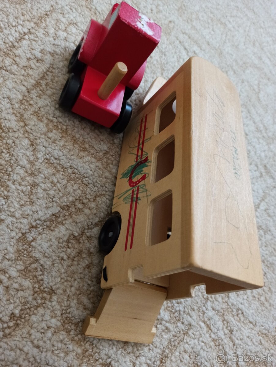 Drevené autíčko na prepravu koníka - 2