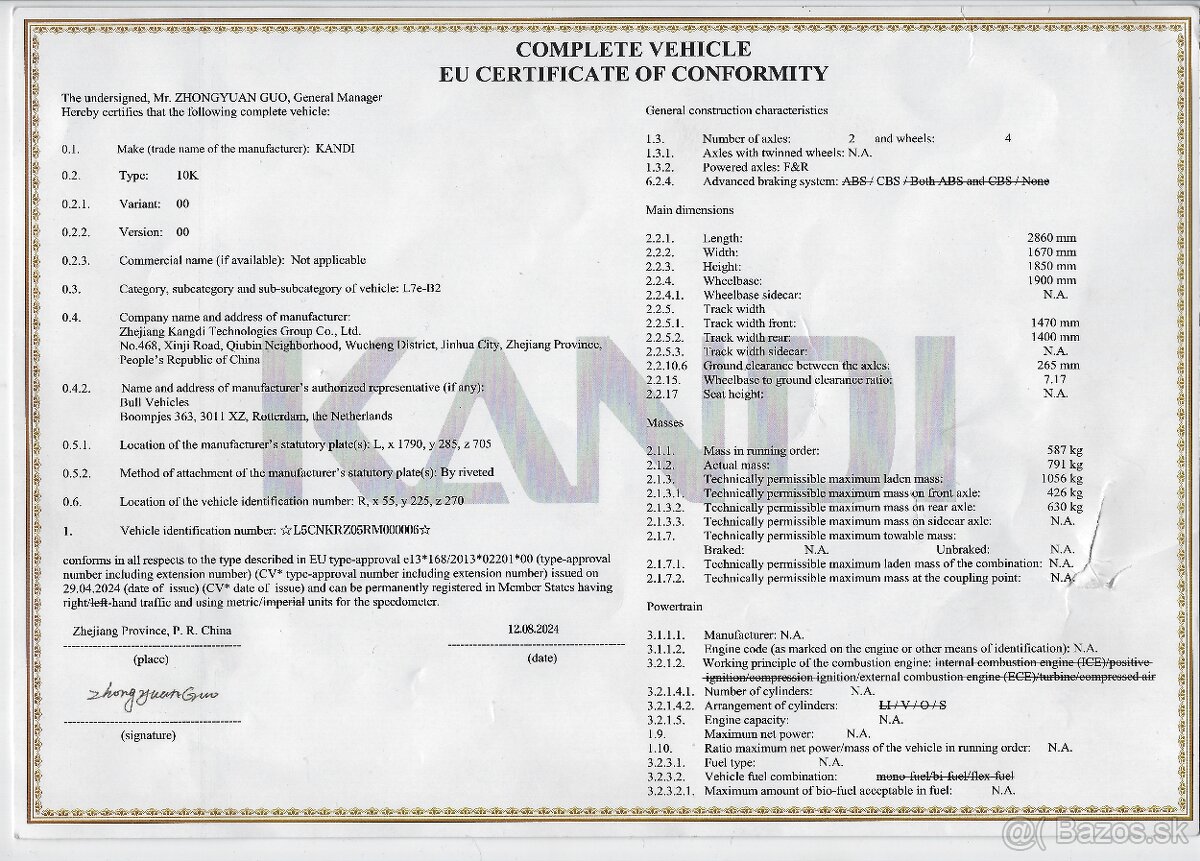 UTV,Kandi Cowboy ,LiFePO4 batéria,L7e,EČV