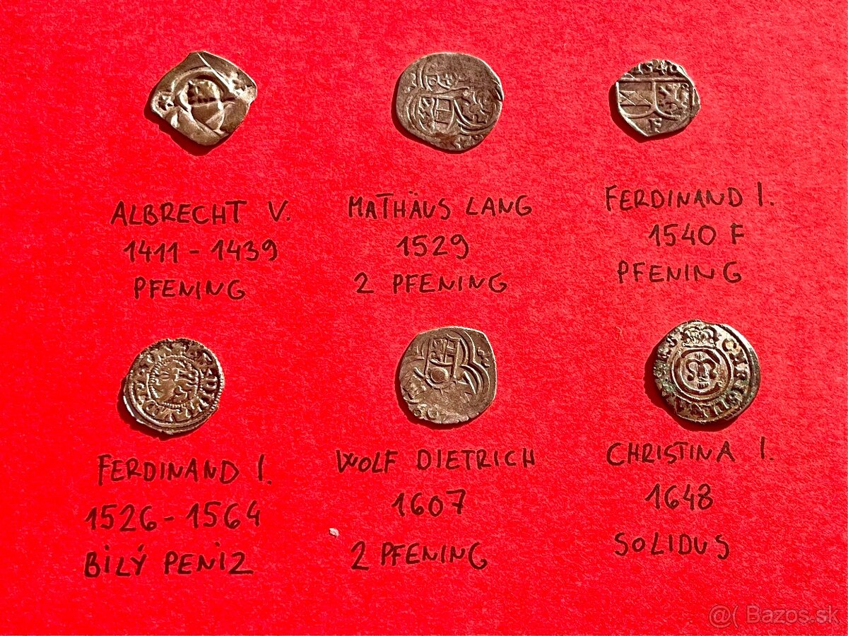 strieborné mince 6ks - 2