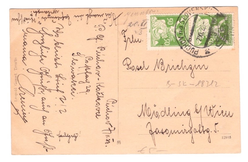 Pohľadnica Trenčín 1923 - 2