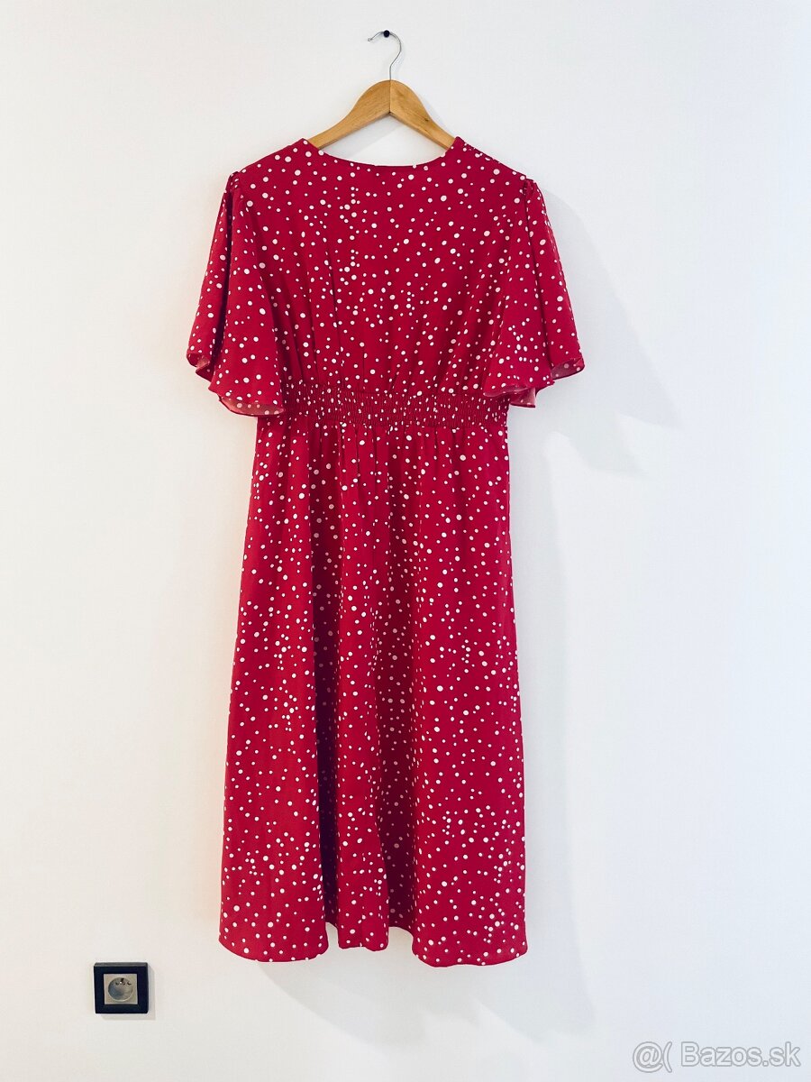 Bodkované červené šaty - XL - 2