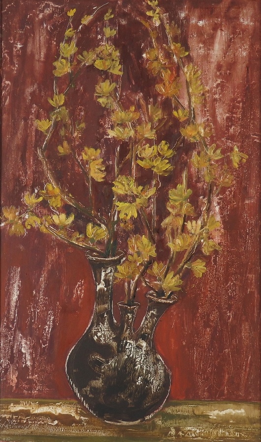 Elena Lazinová - Kytica - Zlatý dážď - olej - 2